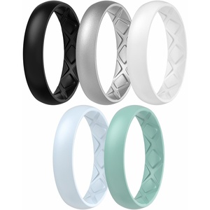 image:imageEgnaro Womens Silicone Engagement Ring 55mm Wide Comfort Fit Shimmer SetC4Glitter Silver Matte Black  White  Light Blue  Light Green