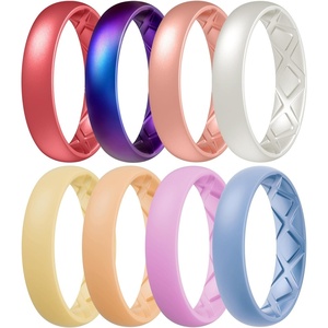 image:imageEgnaro Womens Silicone Engagement Ring 55mm Wide Comfort Fit Shimmer SetC7Glitter Burgundy  Pearl Glow  Galaxy  Rose Gold Matte Light Orange  Light Yellow  Light Blue  Pink Purple