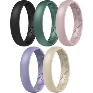 image:imageEgnaro Womens Silicone Engagement Ring 55mm Wide Comfort Fit Shimmer SetR1Matte Black  Green  Dusty Pink  Cloudy Blue  Cream Beige