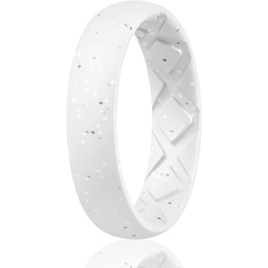 image:imageEgnaro Womens Silicone Engagement Rings 55mm Wide 2mm ThickA13White Silver Glitter