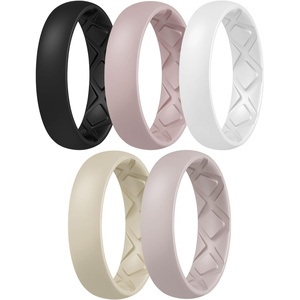 image:imageEgnaro Womens Silicone Engagement Rings 55mm Wide 2mm ThickA1Royal Black  Bright Peach  Princess White  Cream Beige  Cloudy Pink