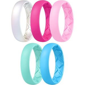 image:imageEgnaro Womens Silicone Engagement Rings 55mm Wide 2mm ThickB32Metallic Pearl White  Fairy Pink  Petal Pink  Mint Green  Chill Blue