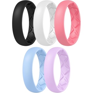 image:imageEgnaro Womens Silicone Engagement Rings 55mm Wide 2mm ThickB33Faint Red  Lilac Purple  Sky Blue  Black  White