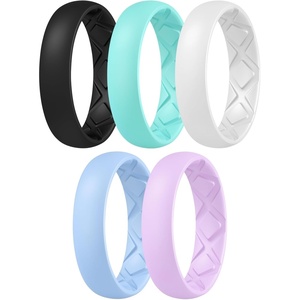 image:imageEgnaro Womens Silicone Engagement Rings 55mm Wide 2mm ThickB34Lilac Purple  Sky Blue  Teal Mist  Black  White