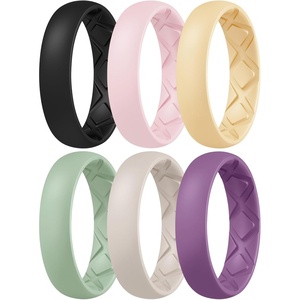 image:imageEgnaro Womens Silicone Engagement Rings 55mm Wide 2mm ThickB4Black  Pink Sand  Sunlight  Mist Green  Beige  Orchid Haze