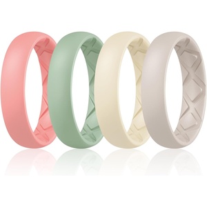 image:imageEgnaro Womens Silicone Engagement Rings 55mm Wide 2mm ThickC1Coral Red  Mist Green  Nude  Beige