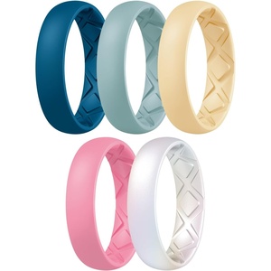 image:imageEgnaro Womens Silicone Engagement Rings 55mm Wide 2mm ThickC2Blue Jewel  Light Green  Sunlight Yellow  Faint Red  Pearl White