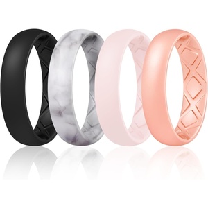 image:imageEgnaro Womens Silicone Engagement Rings 55mm Wide 2mm ThickSETABlack  Marble  Whitepink  Rose Gold