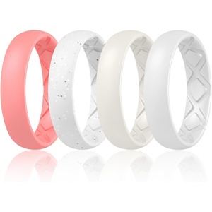 image:imageEgnaro Womens Silicone Engagement Rings 55mm Wide 2mm ThickSETDFaint Red  White Silver Glitter  Ivory  White