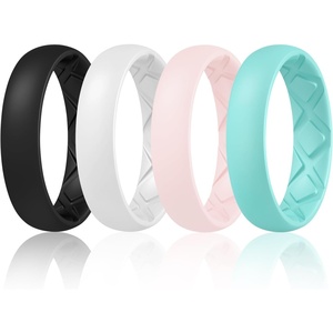image:imageEgnaro Womens Silicone Engagement Rings 55mm Wide 2mm ThickSETEBlack  White  Whitepink  Mint Green