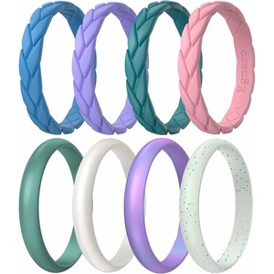 image:imageEgnaro Womens Silicone Stackable Rings 35mm Wide 2mm Thick Flexible Rubber Wedding Bands Leaf Braided Design Breathable Grooves For Gym WorkoutR8Faint Red  Dream Purple  Emerald Green  Blue Jewel  Peal White  Metallic Starry Purple  Light Green Sparkle  Metallic Green