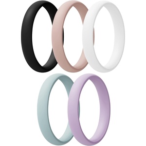 image:imageEgnaro Womens Silicone Wedding Ring 25mm Wide 18mm Thick Rubber Band SetA2Black  Light Green  Light Pink  Light Purple  White