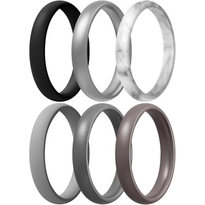 image:imageEgnaro Womens Silicone Wedding Ring 25mm Wide 18mm Thick Rubber Band SetA3Black  Silver  Marble  Dark silver  Light Gray  Metallic Platinum