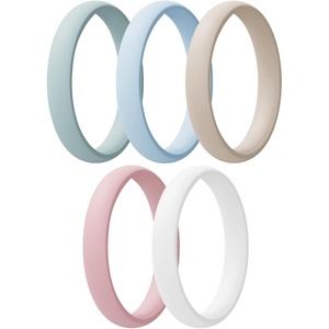 image:imageEgnaro Womens Silicone Wedding Ring 25mm Wide 18mm Thick Rubber Band SetA4Light Green  Arctic Ice  Beige  Pink Sand  White
