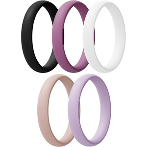 image:imageEgnaro Womens Silicone Wedding Ring 25mm Wide 18mm Thick Rubber Band SetA5Black  Orchid Haze  White  Light Pink  Light Purple