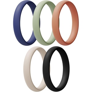 image:imageEgnaro Womens Silicone Wedding Ring 25mm Wide 18mm Thick Rubber Band SetA6Dark Blue  Mist Green  Pumpkin  Beige  Black