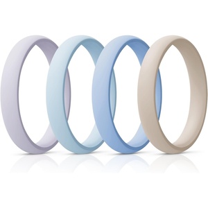 image:imageEgnaro Womens Silicone Wedding Ring 25mm Wide 18mm Thick Rubber Band SetA7Gray Purple  Arctic Ice  Blue  Beige