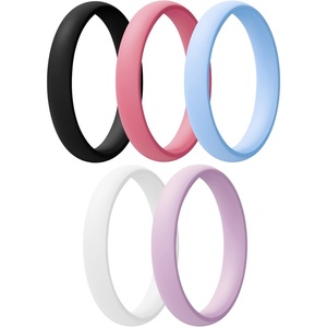 image:imageEgnaro Womens Silicone Wedding Ring 25mm Wide 18mm Thick Rubber Band SetB1Faint Red  Lilac Purple  sky blue  Black  White