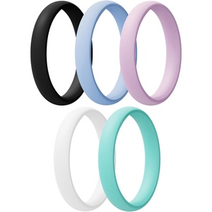 image:imageEgnaro Womens Silicone Wedding Ring 25mm Wide 18mm Thick Rubber Band SetB2Lilac Purple  sky blue  Teal Mist  Black  White