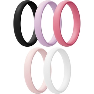 image:imageEgnaro Womens Silicone Wedding Ring 25mm Wide 18mm Thick Rubber Band SetB3Soft Pink  Faint Red  Lilac Purple  Black  White