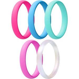 image:imageEgnaro Womens Silicone Wedding Ring 25mm Wide 18mm Thick Rubber Band SetSETA1Blush Pink  Chill Blue  Mint Green  Sugar Pink  Metallic Pearl White