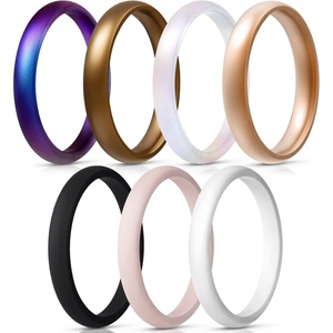 image:imageEgnaro Womens Silicone Wedding Ring 25mm Wide 18mm Thick Rubber Band SetSETB2Matte Galaxy Bronze Matte Pearl Rose Gold Black Pink Sand White