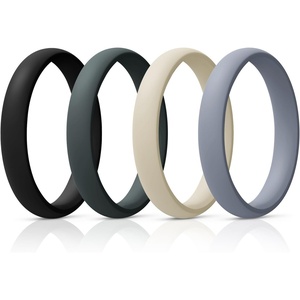 image:imageEgnaro Womens Silicone Wedding Ring 25mm Wide 18mm Thick Rubber Band SetSETD4Black  Green  Cream Beige  Cloudy Blue