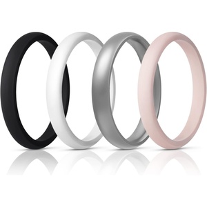 image:imageEgnaro Womens Silicone Wedding Ring 25mm Wide 18mm Thick Rubber Band SetSETEBlack Gray White Silver Pink Sand