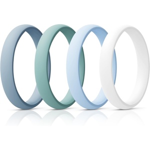 image:imageEgnaro Womens Silicone Wedding Ring 25mm Wide 18mm Thick Rubber Band SetSETRBlue  Light Green  Light Blue  White