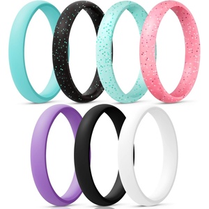 image:imageEgnaro Womens Silicone Wedding Ring 25mm Wide 18mm Thick Rubber Band SetSETTLight Green  Black Green Flashing  Green Flashing  Pink Flashing  Purple  White  Pure Black