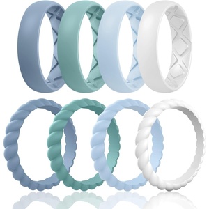 image:imageEgnaro Womens Stackable Silicone Rings 2555mm Wide 182mm Thick BandsA32Blue  Light Green  Light Blue  White