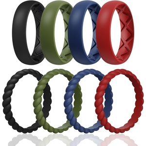 image:imageEgnaro Womens Stackable Silicone Rings 2555mm Wide 182mm Thick BandsA37Black  Olive Green  Dark Blue  Red