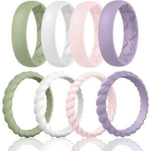 image:imageEgnaro Womens Stackable Silicone Rings 2555mm Wide 182mm Thick BandsA38Mist Green  White  Whitepink  Light Purple