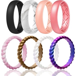 image:imageEgnaro Womens Stackable Silicone Rings 2555mm Wide 182mm Thick BandsSETD2Black  Marble  Light Rose Gold  Metallic Pink  Pink Camo  Bronze  Bright Pearl  Galaxy