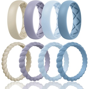 image:imageEgnaro Womens Stackable Silicone Rings 2555mm Wide 182mm Thick BandsSETE4Cream Beige  Cloudy Blue  Arctic Ice  Blue