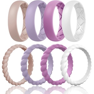 image:imageEgnaro Womens Stackable Silicone Rings 2555mm Wide 182mm Thick BandsSETE5Light Pink  Light Purple  Orchid Haze  White
