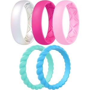 image:imageEgnaro Womens Stackable Silicone Rings 2555mm Wide 182mm Thick BandsSETF1Metallic Pearl White  Fairy Pink  Petal Pink  Mint Green  Chill Blue