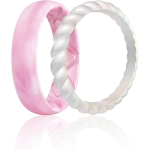 image:imageEgnaro Womens Stackable Silicone Rings 2555mm Wide 182mm Thick BandsSETH3Pink Camo  Metallic Pearl White