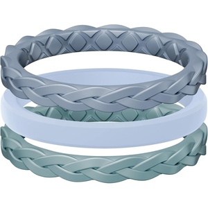 image:imageEgnaro Womens Thin Stackable Silicone Wedding Rings 38 Multipack BandsA3Blue  Light Green  Light Blue