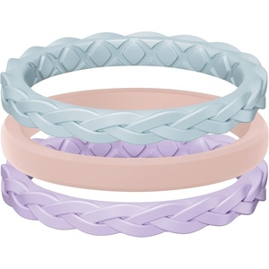 image:imageEgnaro Womens Thin Stackable Silicone Wedding Rings 38 Multipack BandsA4Light Green  Light Pink  Light Purple