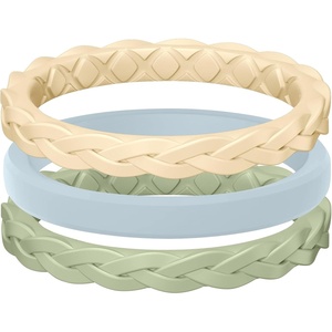image:imageEgnaro Womens Thin Stackable Silicone Wedding Rings 38 Multipack BandsB3Sunlight  Arctic Ice  Mist Green