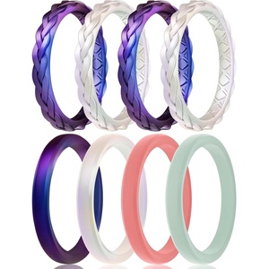 image:imageEgnaro Womens Thin Stackable Silicone Wedding Rings 38 Multipack BandsSETBGalaxy  Bright Pearl  Galaxy  Bright Pearl  Galaxy  Pearl  Faint Red  Cyan