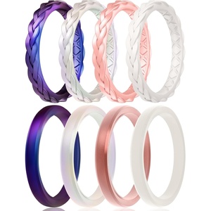 image:imageEgnaro Womens Thin Stackable Silicone Wedding Rings 38 Multipack BandsSETCGalaxy  Bright Pearl  Light Rose Gold  Ivory  Galaxy  Pearl Light Rose Gold  Ivory