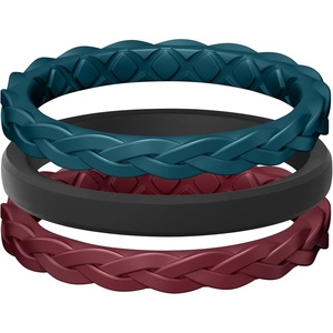 image:imageEgnaro Womens Thin Stackable Silicone Wedding Rings 38 Multipack BandsSETF1Dark Blue  Maroon  Black