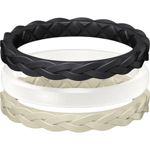 image:imageEgnaro Womens Thin Stackable Silicone Wedding Rings 38 Multipack BandsT4Black  White  Cream Beige